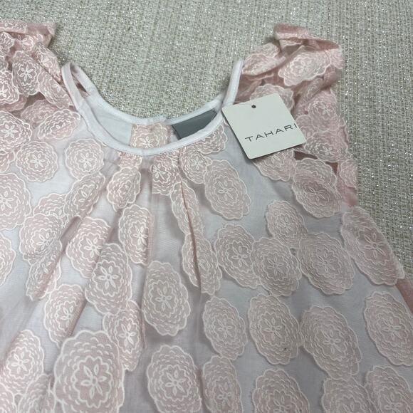 Tahari Girls Baby Toddler Size 24m Dress Pink and White Floral Lace NEW - Picture 2 of 8